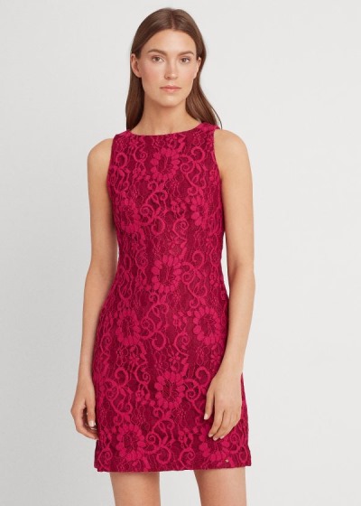 Vestidos Ralph Lauren Mujer Vino / Rosas - Lace Sleeveless - KUVZB4973